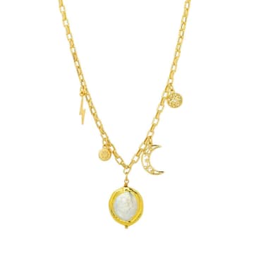 Ashiana | Dion Pearl Charm Necklace | Gold & Pearl