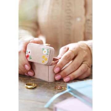 Lisa Angel Mini Travel Embroidered Ring Box
