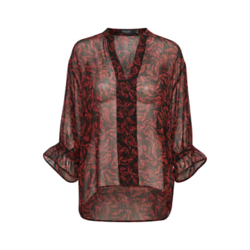 Soaked In Luxury Paprika Leaf Print Luciana Blouse