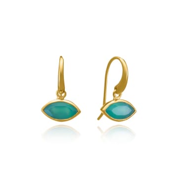 Lark London Azuni Lena Marquise Gemstone Earrings Gold In Green