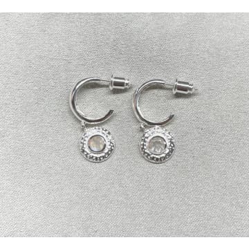 Lark London Azuni Luna Gemstone Hoop Earrings Silver In Metallic