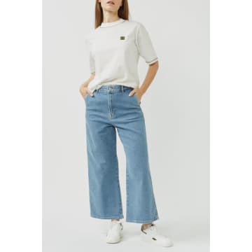 Selected Femme Randi High Waisted Crop Wide Jeans In Blue