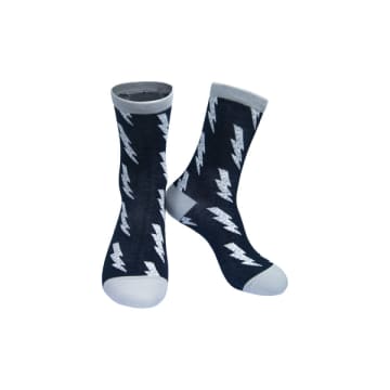 Lark London Black & Grey Lightning Bolt Print Bamboo Women's Socks
