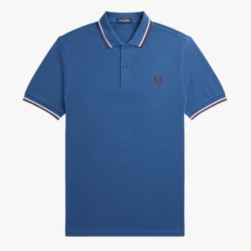 Fred Perry Slim Fit Twin Tipped Polo Midnight Blue / Snow White / Oxblood