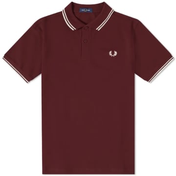 Fred Perry Slim Fit Twin Tipped Polo Ox Blood / Snow White / Snow White