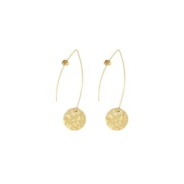 Zusss Earrings With Hammered Pendant Gold