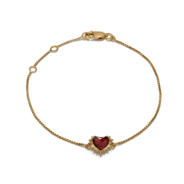 Rachel Jackson Electric Love Garnet Heart Bracelet In Gold