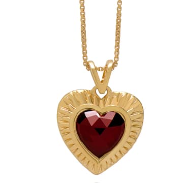 Rachel Jackson Electric Love Garnet Heart Necklace In Gold