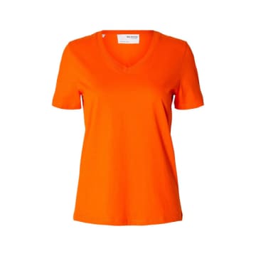Selected Femme V-neck Tee Orange
