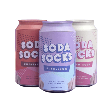 Luckies Of London Soda Socks In A Tin In Purple