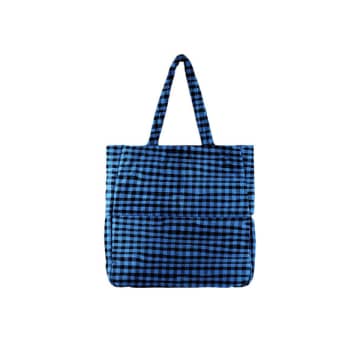 Pieces Fulla Padded Shopper Blue Aster Check