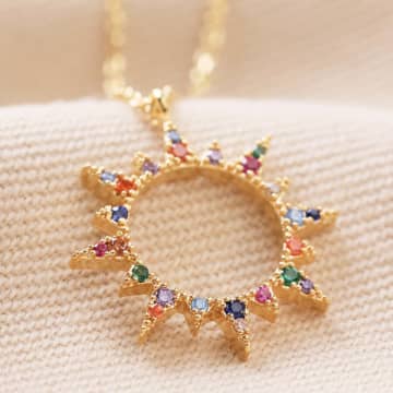 Lisa Angel Crystal Sunbeam Necklace- Rainbow And Amber/yellow Crystals
