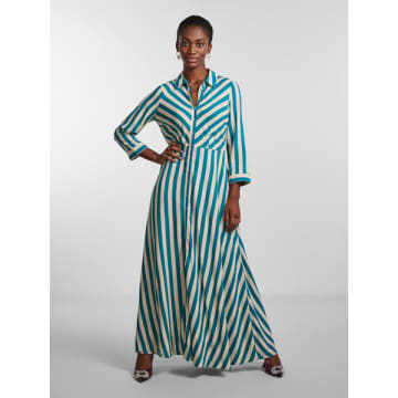 frente encuesta laberinto Y.a.s Striped Maxi Shirt Dress In Green-multi | ModeSens