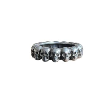Window Dressing The Soul Skull Band, 925 Silver Ring In Metallic