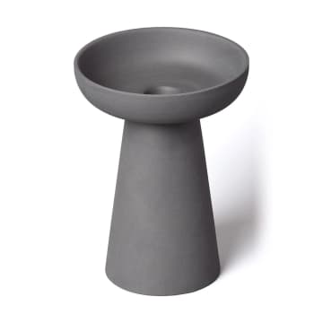 Aery Porcini Large Candle Holder In Charcoal Matt Clay