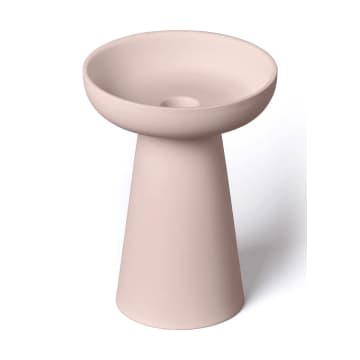 Aery Porcini Large Candle Holder In Soft Pink Matt Clay