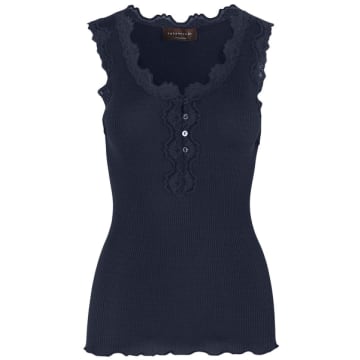 Rosemunde Silk Top With Buttons Navy In Blue