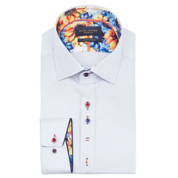 Guide London Cut Away Collar Shirt With Contrast Sunflower Trim In Blue