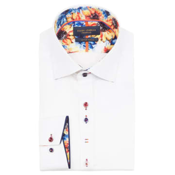 Guide London Cut Away Collar Shirt With Contrast Sunflower Trim In White