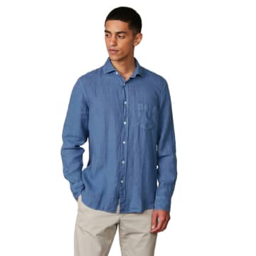 Hartford Paul Pat Linen Shirt Nautical Blue