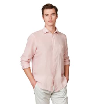 Shop Hartford Paul Pat Linen Shirt Faded Pink