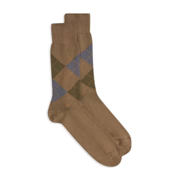 Burrows And Hare Argyle Socks Taupe