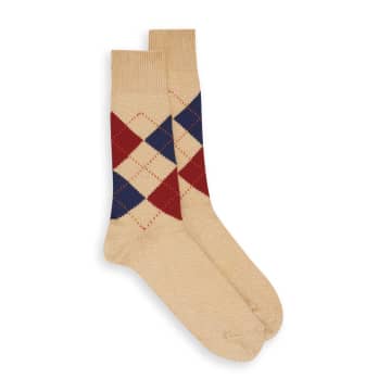 Burrows And Hare Argyle Socks Beige In Neturals