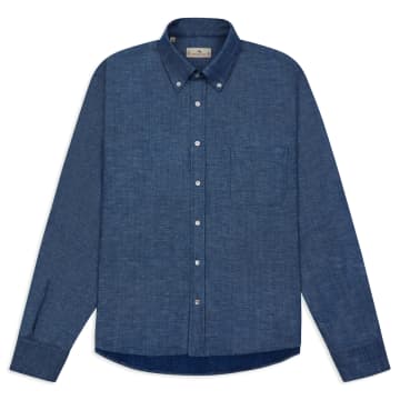 Burrows And Hare Linen Oxford Button Down Shirt Chambray