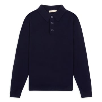 Burrows And Hare Knitted Polo Navy In Blue