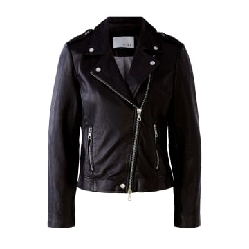 Oui Fashion Black Leather Biker Jacket