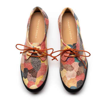 Tracey Neuls Geek Peach Cobbler | Multi Print Leather Trainers In Orange