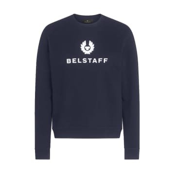 Belstaff Mens Dark Ink Signature Logo-print Stretch-cotton Sweatshirt In Blue