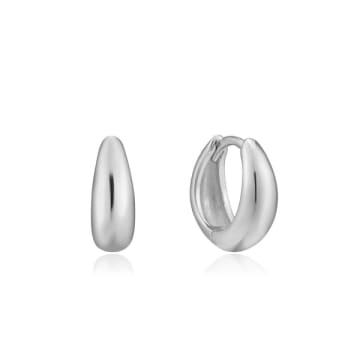 Ania Haie Luxe Huggie Hoop Silver Earrings In Metallic