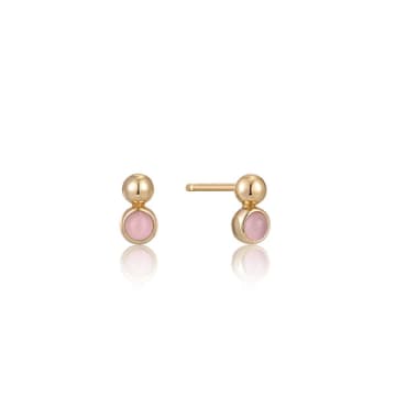 Ania Haie Orb Rose Quartz Stud Earrings In Gold