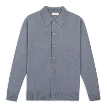 Burrows And Hare Collared Knitted Cardigan In Grey