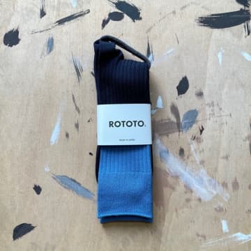 Rototo Bicolour Formal Socks Blue & Navy