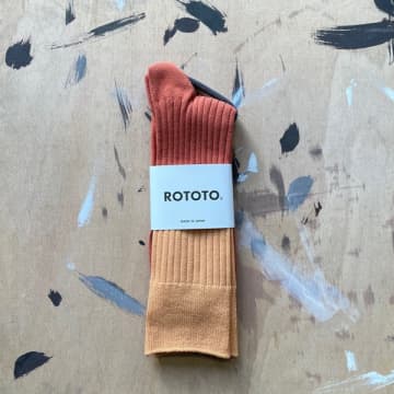 Rototo Bicolour Formal Socks Terracotta & Light Orange