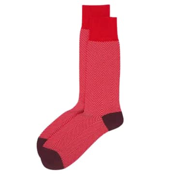 Peper Harow Chevron Design Cotton Socks In Red