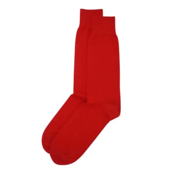 Peper Harow Classic Plain Cotton Socks In Red