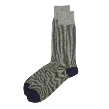 Peper Harow Chevron Design Cotton Socks In Grey