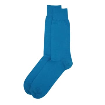 Peper Harow Classic Plain Cotton Socks In Blue