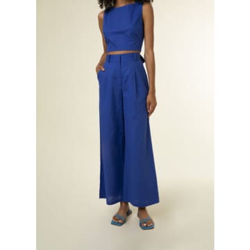 Shop Frnch Wide Leg Pant In Blue