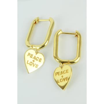 Mydoris Gold Heart “peace & Love” Hoop Earrings