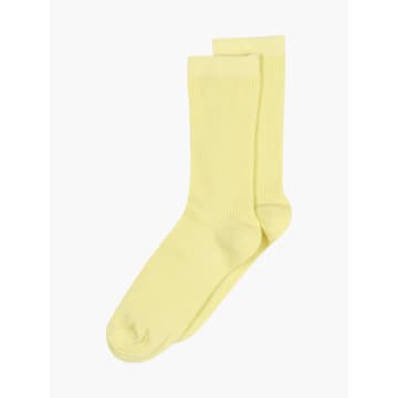 Mp Denmark Cotton Rib Ankle Socks In Yellow