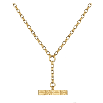 Mikaela Lyons Checkerboard T-bar Pendant Necklace In Metallic
