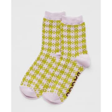 Baggu Pink Pistachio Pixel Sock In Yellow
