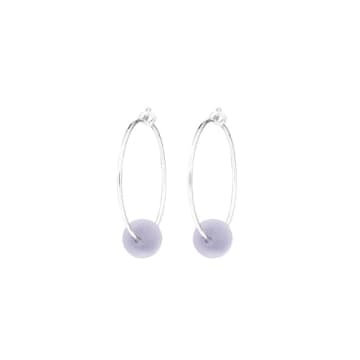 One & Eight Periwinkle Sea Glass Silver Hoop Earrings In Metallic