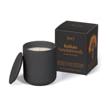 Aery Indian Sandalwood Scented Candle In Black