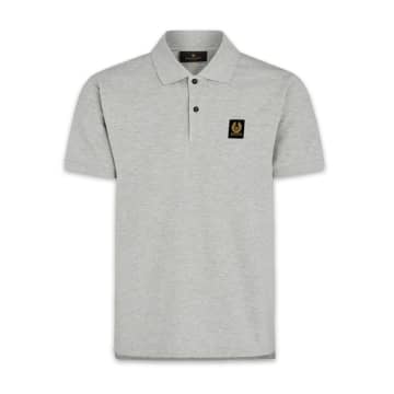 Belstaff Polo Cotton Pique Old Silver Heather In Metallic
