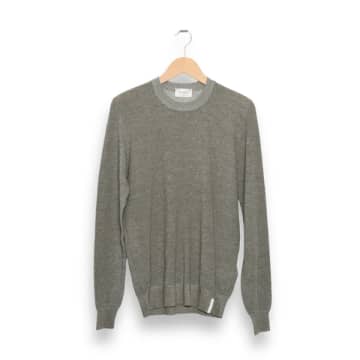 Brooksfield Crew Sweater Rice Stitch Cotton Oregano/ Panna
